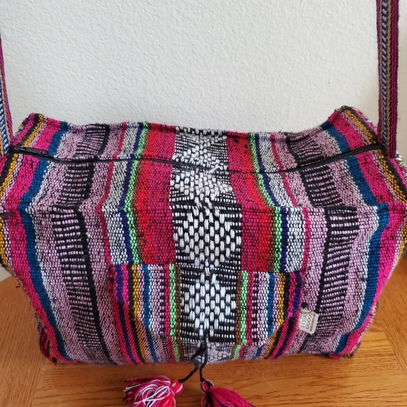 Handcrafted Colorful Striped Boho Women's Shoulder Bag - Picture 3 of 15